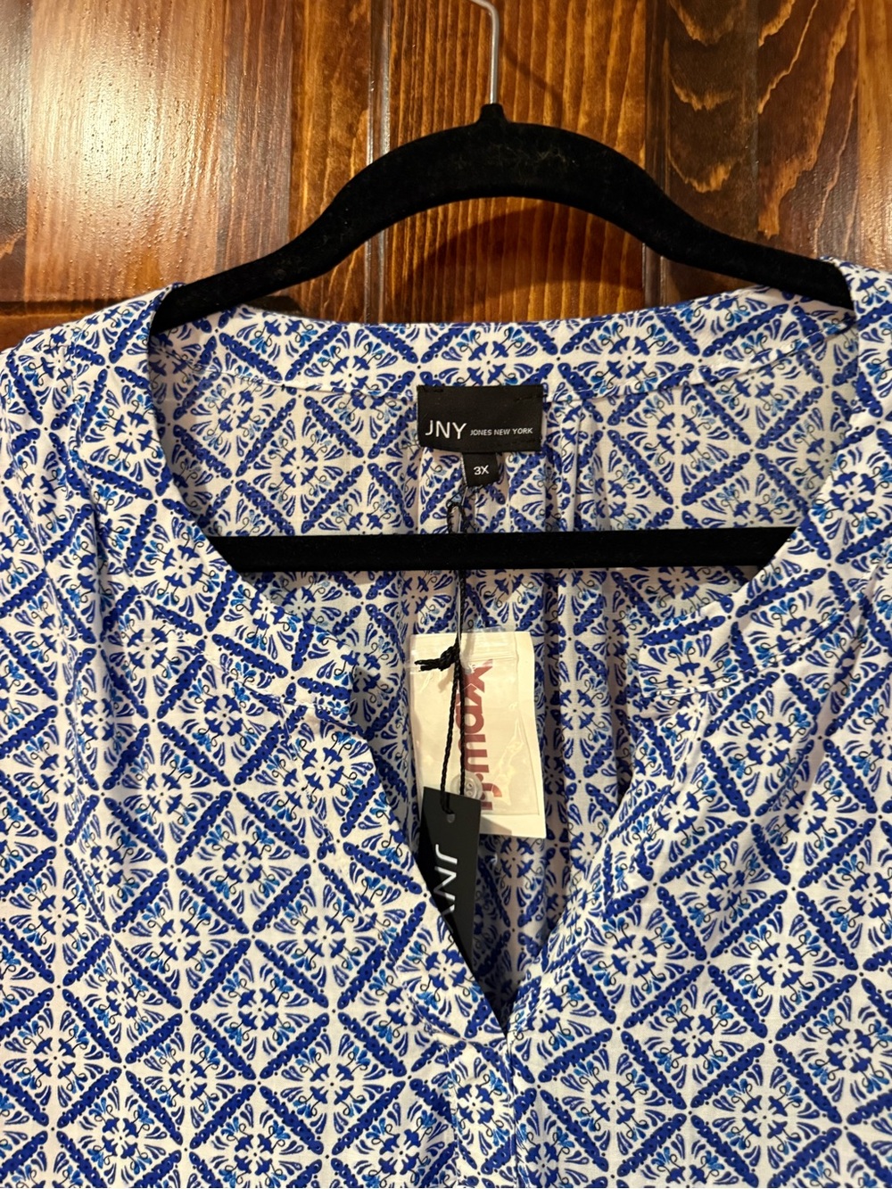 JNY Collection Blue & White Printed Women's Tunic - Picture 3 of 9